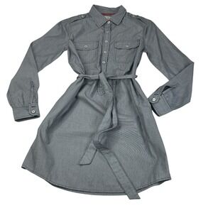 GAP Sandra Shirtdress Women's S Raw Indigo Stripe Long Sleeve Belted 100%C Dress